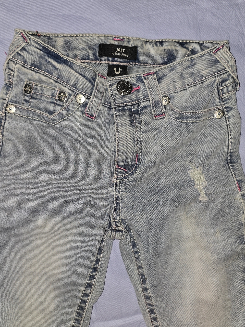Girls True Religion Joey High Rise Flare- Light Wash Blue